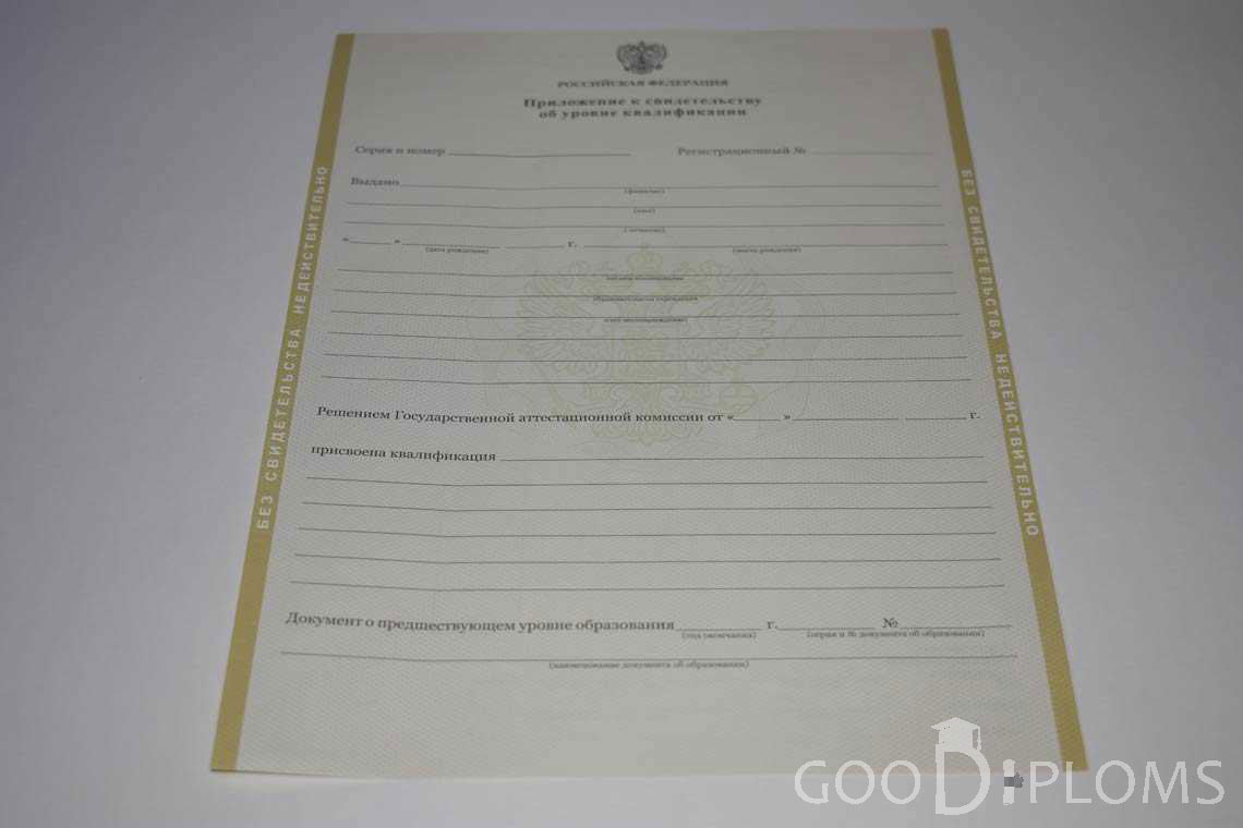 Приложение к Свидетельству об Уровне Квалификации период выдачи 2011-2020 -  Екатеринбург